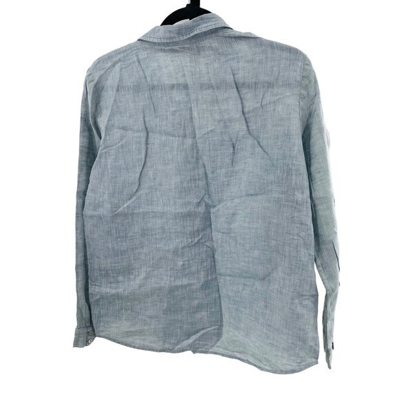 Eileen Fisher Size M Petite Organic Linen Button Down Shirt Light Blue Coastal - Picture 4 of 7